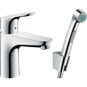 Смеситель для раковины Hansgrohe Focus 31927000 с гигиеническим душем, с донным клапаном Push-Open