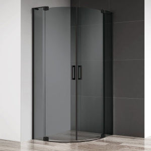 Душевой уголок Cezares Slider R 2 90/100 Grigio Nero профиль черный, стекло серое