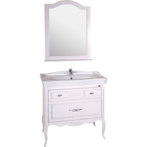 Мебель для ванной ASB-Woodline Модерн 85 белая, патина серебро