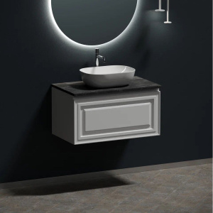 Тумба с раковиной Sancos Very 80 см, bianco, столешница черный мрамор, раковина CN6009 Тумба с раковиной Sancos Very 80 см, bianco, столешница черный мрамор, раковина CN6009