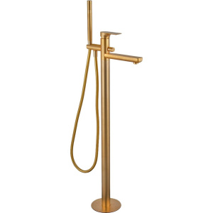 Напольный смеситель для ванны с душем Remer Infinity I08BG золотой брашированный, С ВНУТРЕННЕЙ ЧАСТЬЮ