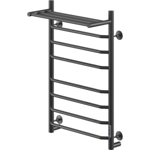 Полотенцесушитель электрический Ника Way 3 80/50, с полкой, матовый черный RAL9005