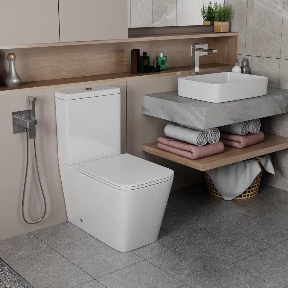 Купить Унитаз-компакт D&K Berlin безободковый, с микролифтом в Москве с доставкой Унитаз-компакт D&K Berlin безободковый, с микролифтом