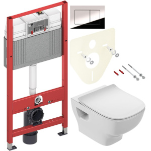 Комплект Унитаз подвесной Jacob Delafon Struktura + Крышка E70025-00 с микролифтом + Инсталляция TECE Now 9400412 4 в 1 с кнопкой смыва