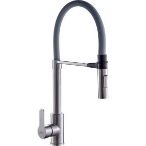 Смеситель для кухни Fashun A54511-12 с гибким изливом, сатин, серый