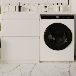 Тумба с раковиной Style Line Даллас 130 Люкс Plus напольная, белая L Тумба с раковиной Style Line Даллас 130 Люкс Plus напольная, белая L