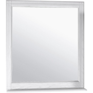 Зеркало ASB-Woodline Берта 85 белое, патина серебро, с полкой