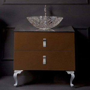 Тумба с раковиной Armadi Art NeoArt 80, шоколад с ручками Glaze хром, с ножками