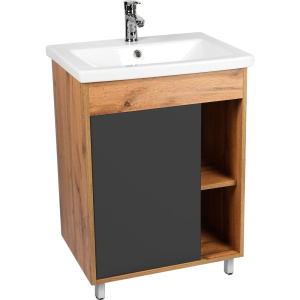 Тумба с раковиной VIANT Бостон 70 напольная, дуб вотан, графит