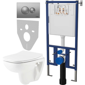 Комплект Унитаз подвесной Seramiksan Petite + Крышка AG50006 с микролифтом + Инсталляция DIWO + Кнопка 7311 хром матовый