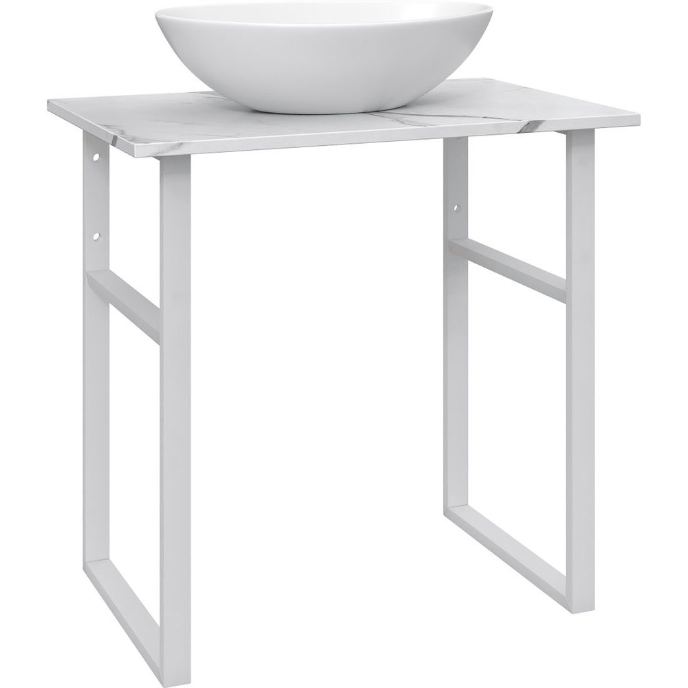 Купить Мебель для ванной DIWO Элиста 80 белый мрамор, с раковиной Moduo 55 Leaf в Москве с доставкой Мебель для ванной DIWO Элиста 80 белый мрамор, с раковиной Moduo 55 Leaf