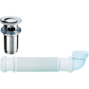 Комплект Wirquin Senzo 30719168 хром, с донным клапаном 30723417, с переливом Комплект Wirquin Senzo 30719168 хром, с донным клапаном 30723417, с переливом