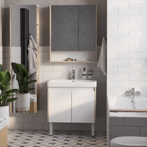 Мебель для ванной AQUATON Сканди 70 белая глянцевая, дуб верона