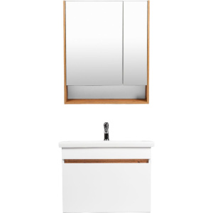 Мебель для ванной VIANT Мальта 70 подвесная, белая, дуб вотан, 1 ящик