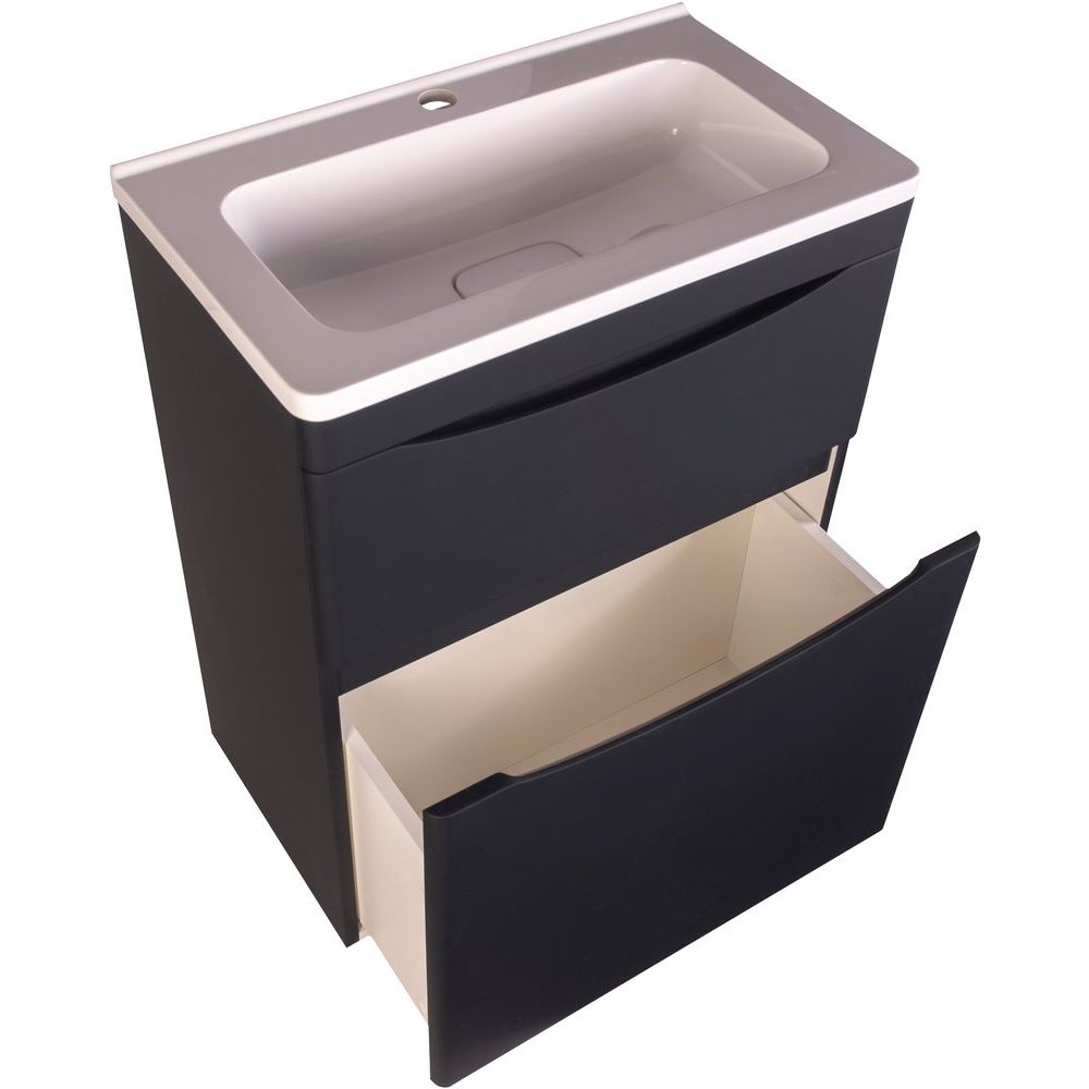 Купить Мебель для ванной Style Line Бергамо Мини 60 Люкс Plus напольная, антискрейтч черная в Москве с доставкой Мебель для ванной Style Line Бергамо Мини 60 Люкс Plus напольная, антискрейтч черная