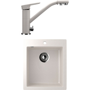 Комплект Мойка кухонная Ulgran U-404 -331 белая + Смеситель U-010 -331 белый