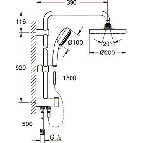 Душевая стойка Grohe New Tempesta Cosmopolitan 200 26453001 хром