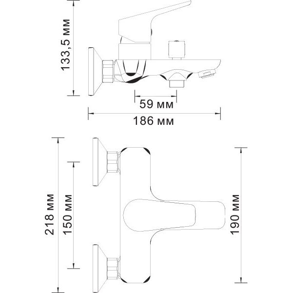 Купить Смеситель для ванны с душем Wasserkraft Lippe 4501 в Москве с доставкой Смеситель для ванны с душем Wasserkraft Lippe 4501