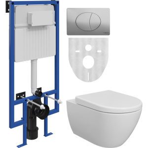 Комплект Унитаз подвесной BOCCHI Venezia 1295-001-0129 белый + Крышка A0302-001 с микролифтом, глянцевая белая + Инсталляция STWORKI + Кнопка 230822 хром глянцевый