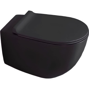 Унитаз подвесной Simas Vignoni VI18 nero matt безободковый, с микролифтом, черный матовый Унитаз подвесной Simas Vignoni VI18 nero matt безободковый, с микролифтом, черный матовый