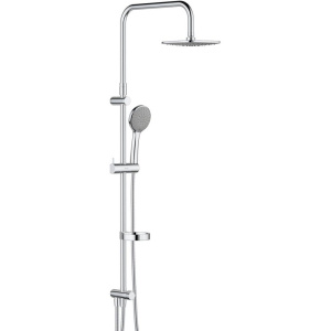 Душевая стойка STWORKI Стокгольм HFSG97000 хром, с тропическим верхним душем, без излива, угловая, с полкой