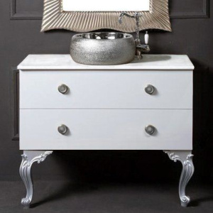 Тумба с раковиной Armadi Art NeoArt 100 белая с ручками Satine хром, с ножками