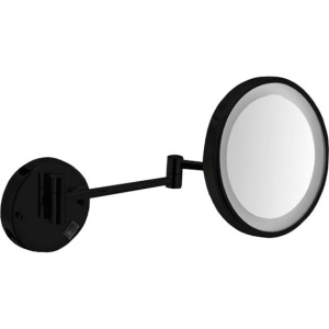 Косметическое зеркало Nofer Classic 08006.N с подсветкой, телескопическое, поворотное, черное матовое Косметическое зеркало Nofer Classic 08006.N с подсветкой, телескопическое, поворотное, черное матовое