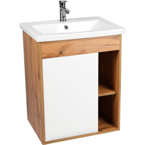 Тумба с раковиной VIANT Бостон 70 подвесная, дуб вотан, белая Тумба с раковиной VIANT Бостон 70 подвесная, дуб вотан, белая