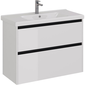 Тумба с раковиной Lemark Combi 100 черная, белая глянцевая Тумба с раковиной Lemark Combi 100 черная, белая глянцевая