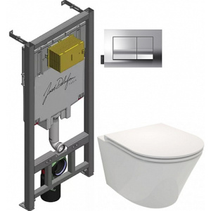 Комплект унитаз с инсталляцией, кнопкой и сиденьем микролифт Jacob Delafon Rodin+ E21749RU-00