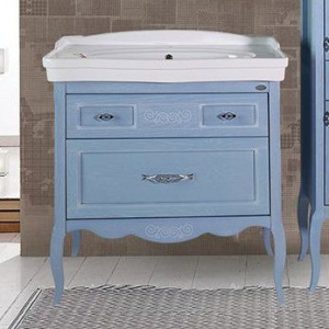 Тумба с раковиной ASB-Woodline Модерн 85 рошфор, белая патина Тумба с раковиной ASB-Woodline Модерн 85 рошфор, белая патина