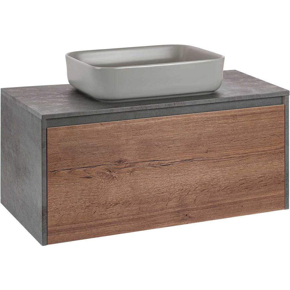 Купить Мебель для ванной Vincea Mesa 100 дуб табак, бетон в Москве с доставкой Мебель для ванной Vincea Mesa 100 дуб табак, бетон