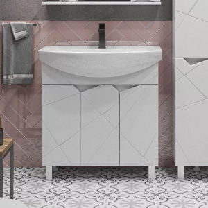 Тумба с раковиной SanStar Каскад 80 белая