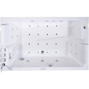 Акриловая ванна Orans BT-62115BL 170x100 см, с гидромассажем, с каркасом, с экранами, со сливом-переливом, со смесителем, с подголовником, для двоих