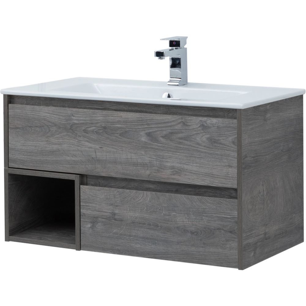 Купить Мебель для ванной STWORKI Карлстад 90 дуб рошелье, в стиле лофт, серая (комплект, гарнитур) в Москве с доставкой Мебель для ванной STWORKI Карлстад 90 дуб рошелье, в стиле лофт, серая (комплект, гарнитур)