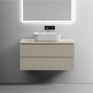 Тумба с раковиной Sancos Snob T 100 см, beige soft, столешница бежевая, раковина CN6011