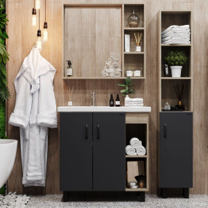 Мебель для ванной Onika Тимбер 80.10 R, серая, дуб сонома