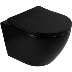 Унитаз подвесной Art&Max Ovale AM011CHR-MB/SC безободковый, с микролифтом, черный