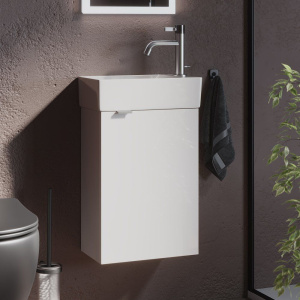 Тумба с раковиной Sancos Mini 35 R подвесная, белый глянец