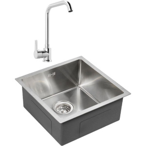 Комплект Мойка кухонная Paulmark Gerberg PM214444-BS брашированная нержавеющая сталь + Смеситель MEGA Ege MG-PL10 хром