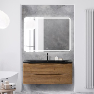 Мебель для ванной BelBagno Acqua 120 подвесная, rovere rustico, черная матовая раковина