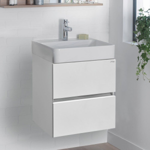 Тумба с раковиной Jacob Delafon Tolbiac 50 белая блестящая, раковина белая