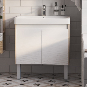 Тумба с раковиной AQUATON Сканди 70 белая глянцевая, дуб верона