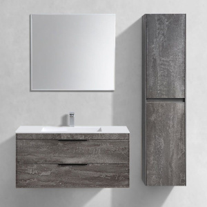 Мебель для ванной Vincea Chiara 2D 100, 2 ящика, камень, с белой раковиной