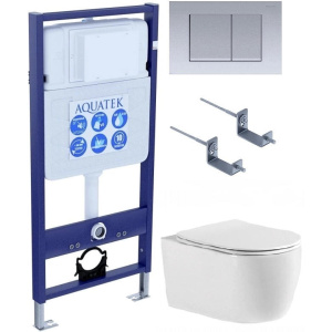 Комплект унитаз с инсталляцией, кнопкой и сиденьем Aquatek Standart SET AQUATEK ЕВРОПА cmp011
