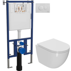 Комплект Унитаз подвесной Bauedge Bau Dream безободковый, с микролифтом, белый + Инсталляция DIWO + Кнопка 7310 белая Комплект Унитаз подвесной Bauedge Bau Dream безободковый, с микролифтом, белый + Инсталляция DIWO + Кнопка 7310 белая