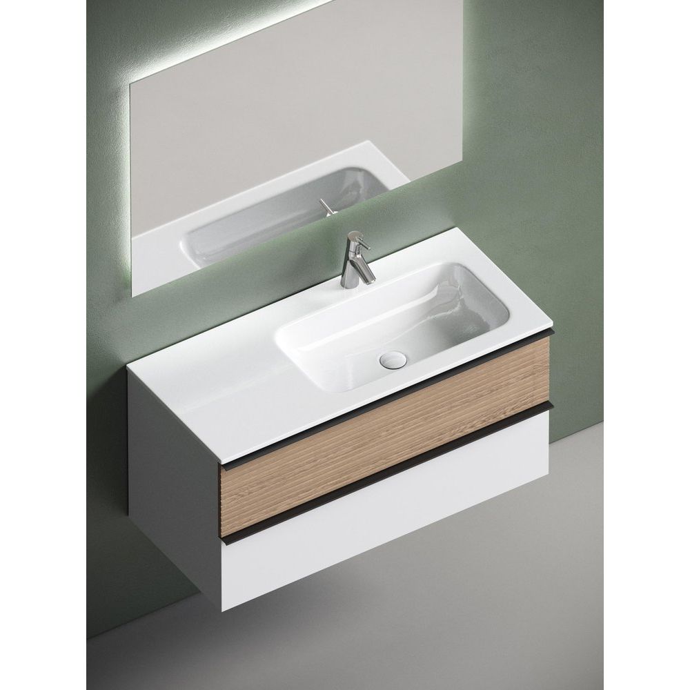 Купить Мебель для ванной Sancos Delta 100 R дуб светлый, белый в Москве с доставкой Мебель для ванной Sancos Delta 100 R дуб светлый, белый