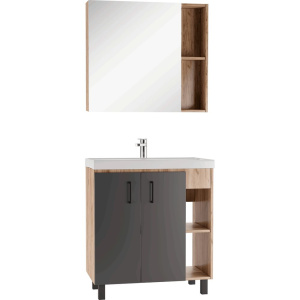 Мебель для ванной Домино Craft 80 дуб вотан, графит Мебель для ванной Домино Craft 80 дуб вотан, графит