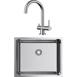 Комплект Мойка кухонная Omoikiri TADZAVA 54-U-IN нержавеющая сталь + Смеситель Yamada BN нержавеющая сталь