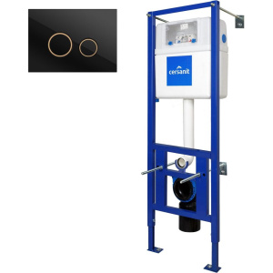 Система инсталляции для унитазов Cersanit Link Pro с кнопкой смыва Cersanit Twins черной матовой